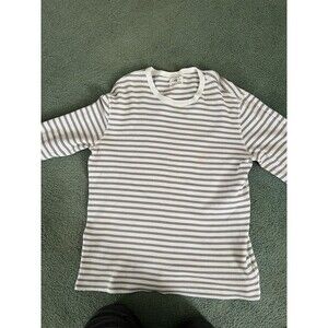 J Crew Vintage Thermal Shirt Mens Large Striped Long Sleeve Crew Neck Gray Navy